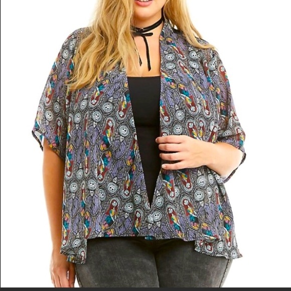 torrid Tops - Torrid Nightmare Before Christmas stained glass kimono cut out back NWOT size 6